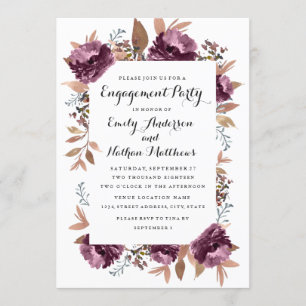 Bloom Purple Watercolor Engagement Party Invite