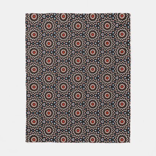 Bloom red blue white star circle pattern fleece blanket