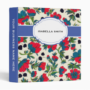 Bloom Red Floral Green Botanical Watercolor 3 Ring Binder