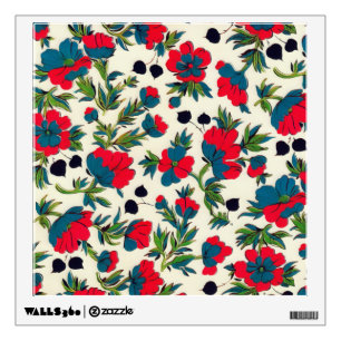 Bloom Red Floral Green Botanical Watercolor Wall Decal