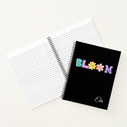 Bloom Retro Pastel Floral Personalized Notebook