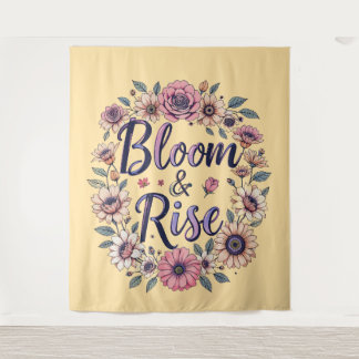Bloom & Rise Floral Typography Wall Tapestry
