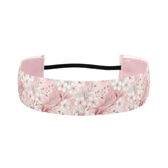 Bloom Sakura Pink Burgundy Athletic Headband (Front)