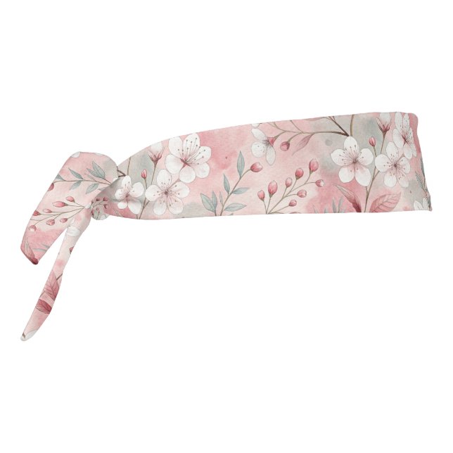 Bloom Sakura Pink Burgundy Tie Headband (Rotate 270)