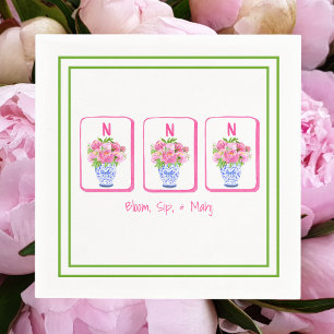 Bloom, Sip & Mahj Peonies Chinoiserie Mahjong Tile Napkins