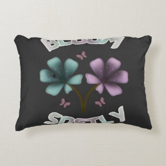 Bloom Softly Spring Floral Design Pastel Cottageco Accent Pillow