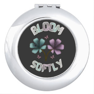 Bloom Softly Spring Floral Design Pastel Cottageco Compact Mirror