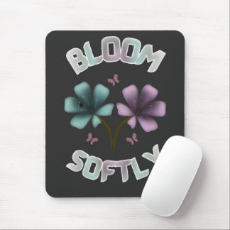 Bloom Softly Spring Floral Design Pastel Cottageco Mouse Pad