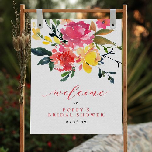 Bloom Spring Flowers Bridal Shower Welcome Sign