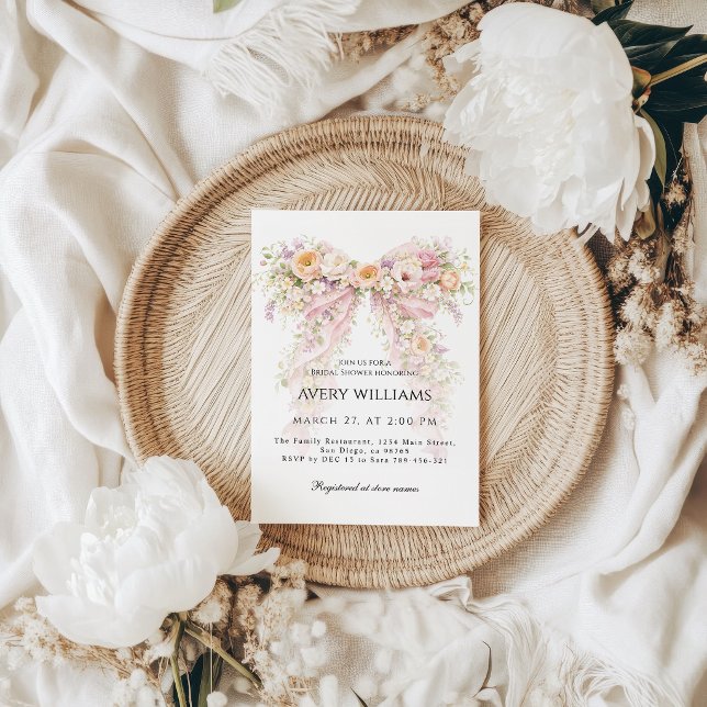 Bloom Spring Summer flower bow bridal shower Invitation (Creator Uploaded)