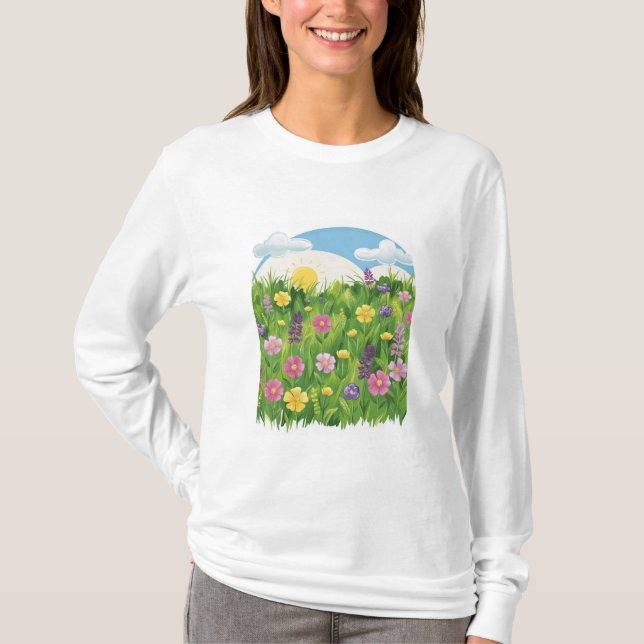 "Bloom & Sunshine – Spring & Summer Floral T shirt (Front)