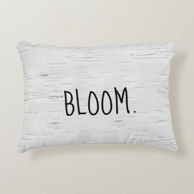BLOOM Text On Birch Tree  Accent Pillow (Front)