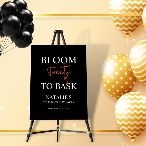 Bloom Twenty to Bask I Black Adult Birthday Party Foam Board