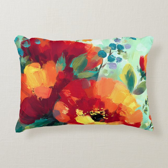 Bloom Vibrant Floral Garden Accent Pillow (Front)