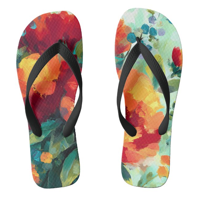 Bloom Vibrant Floral Garden Flip Flops (Footbed)