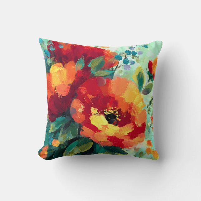 Bloom Vibrant Floral Garden Throw Pillow (Front)