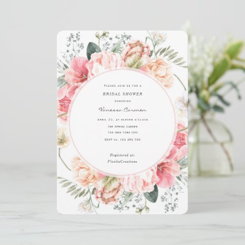 Bloom watercolor flowers chic spring garden modern invitation