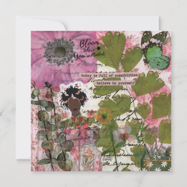 Bloom Where Planted Flat Greeting Card (Front)