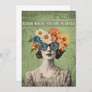 Bloom Where Planted Surreal Flower Woman Card