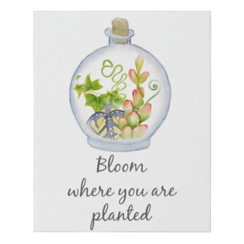 Bloom Where Planted Terrarium Faux Canvas Print