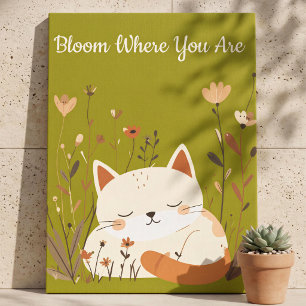 Bloom where you are Cat Art Canvas Photo Tile