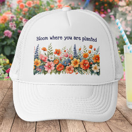 Bloom Where You Are Planted Floral Trucker Hat