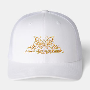 Bloom Where You Are Planted Gold Butterfly Cap