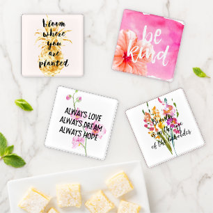 Bloom Where You Are Planted Gold Pineapple Coaster Set