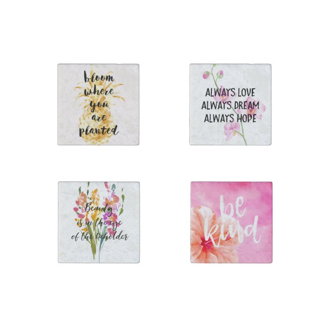 Bloom Where You Are Planted Gold Pineapple Stone Magnet (Front)