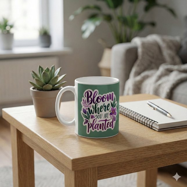 Bloom Where You Are Planted Mug  (Encourage someone to bloom with this, "Bloom where you are planted" mug! )