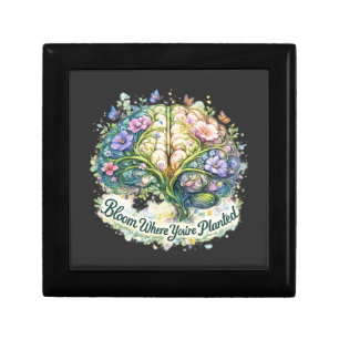 Bloom Where You’re Planted Floral Brain Watercolor Gift Box