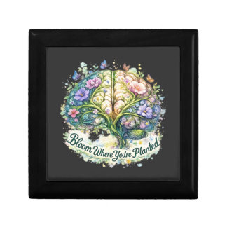 Bloom Where You’re Planted Floral Brain Watercolor Gift Box