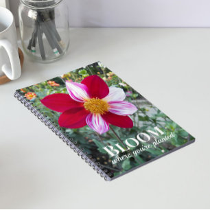 Bloom Where You're Planted Quote Floral Notebook