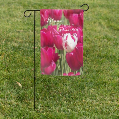 Bloom Where Youre Planted Quote Tulip Garden Flag