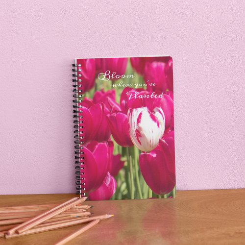 Bloom Where Youre Planted Quote Tulip Notebook