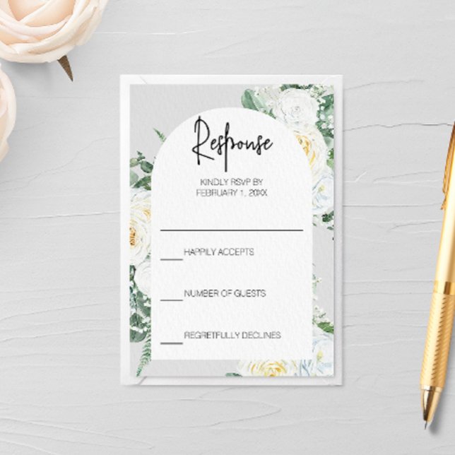 Bloom White Floral Response Card (Creator Uploaded)