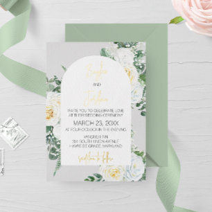 Bloom White Floral Wedding Invitation Foil Invitation