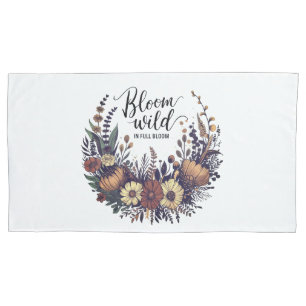 "Bloom Wild: Earthy Wildflower Bouquet Design Pillow Case