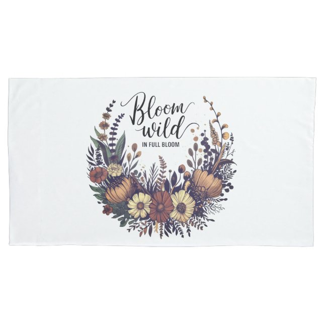 "Bloom Wild: Earthy Wildflower Bouquet Design  Pillow Case (Front)