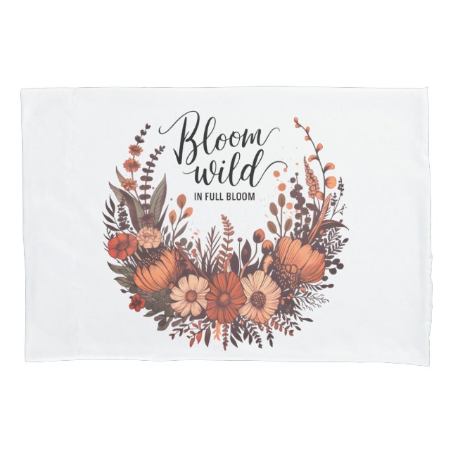 "Bloom Wild: Earthy Wildflower Bouquet Design  Pillow Case (Front-Left)