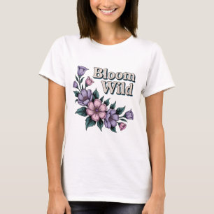 Bloom Wild Retro Floral T-Shirt Hand-Sketched Vi