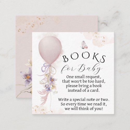 Bloom Wildflower balloon Baby Shower Book request Enclosure Card