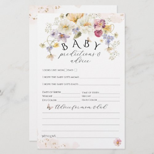 Bloom Wildflower Rustic Baby Shower Game