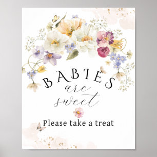 Bloom Wildflower Rustic Baby Shower sweet treat Poster