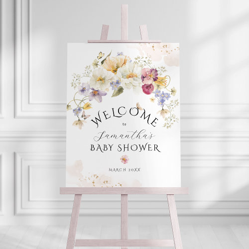 Bloom Wildflower Rustic Baby Shower welcome