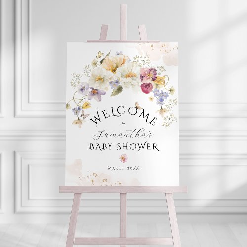 Bloom Wildflower Rustic Baby Shower welcome Foam Board