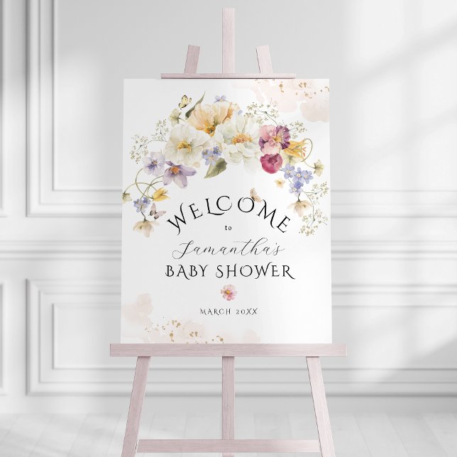 Bloom Wildflower Rustic Baby Shower welcome Foam Board (Creator Uploaded)