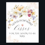 Bloom Wildflower Rustic Bridal Shower Game Poster<br><div class="desc">Love in bloom Wildflower Rustic Bridal Shower GUESS HOW MANY KISSES</div>