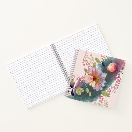 Bloom with Ambition Elegant Floral Spiral Notebook