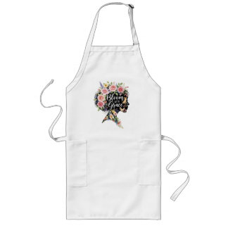 Bloom with Grace Elegant Floral Inspirational Art Long Apron